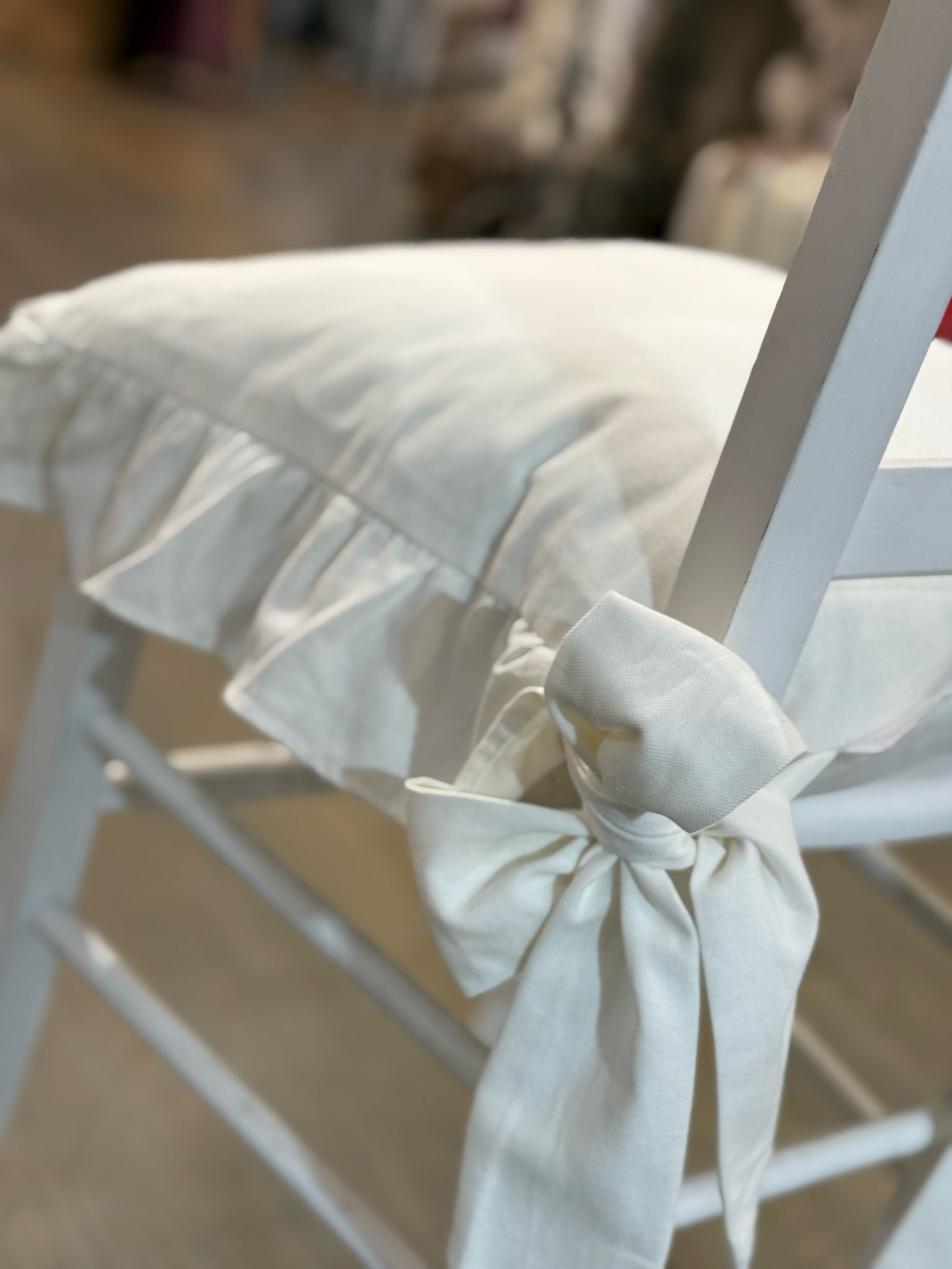 Cuscino da sedia sartoriale bianco in panama 1 balza - 45x45 cm - Fiorentino Home